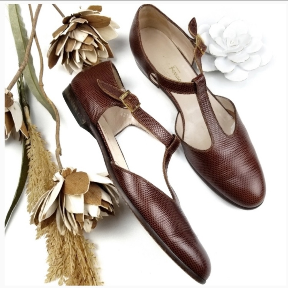 Ferragamo  Brown Mary Jane Sandal Loafer 9.5